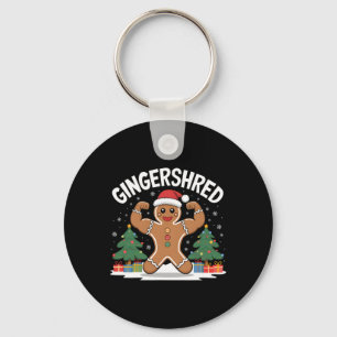 Gingerbread Man Gingershred Funny Gym Workout Chri Keychain