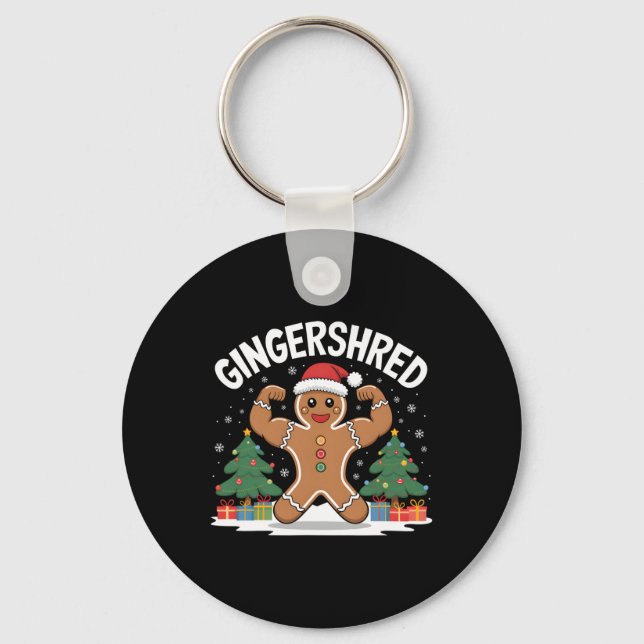Gingerbread Man Gingershred Funny Gym Workout Chri Keychain (Front)
