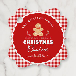 Gingerbread man Gingham Christmas Cookies Hang tag
