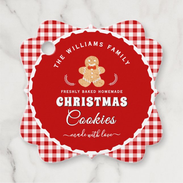 Gingerbread man Gingham Christmas Cookies Hang tag (Front)