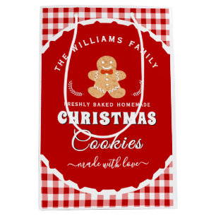 Gingerbread man Gingham Christmas Packaging Medium Gift Bag