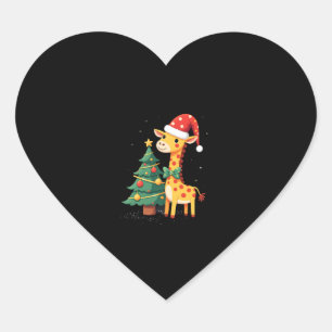 Gingerbread Man Giraffe Santa Hat Christmas Tree T Heart Sticker