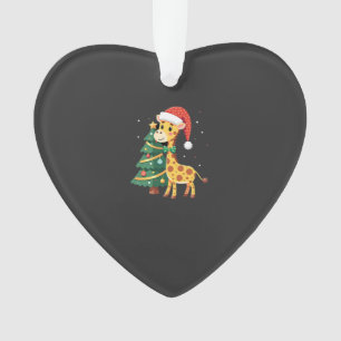 Gingerbread Man Giraffe Santa Hat Christmas Tree T Ornament