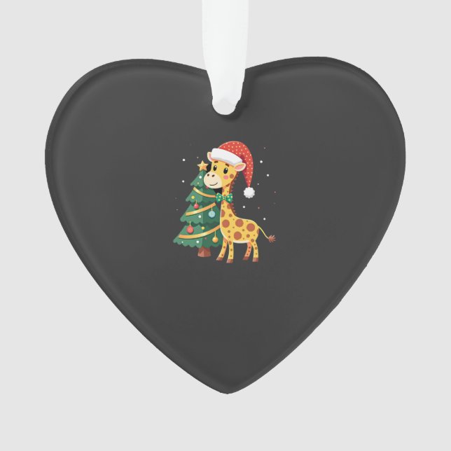 Gingerbread Man Giraffe Santa Hat Christmas Tree T Ornament (Front)
