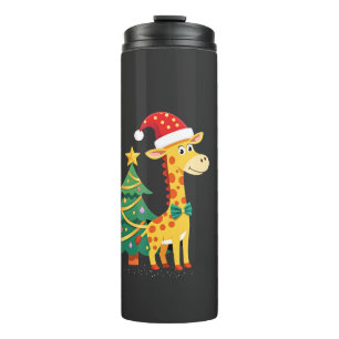 Gingerbread Man Giraffe Santa Hat Christmas Tree T Thermal Tumbler