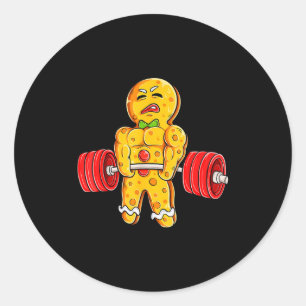 Gingerbread Man Gym Bodybuilding Weightlifting Chr Classic Round Sticker