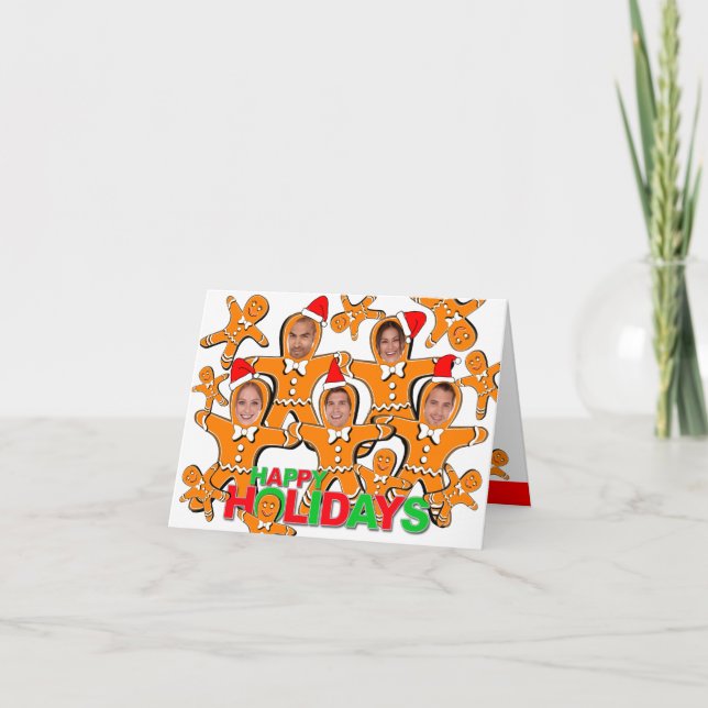 Gingerbread Man Happy Holidays Add Photo Card 1 (Front)