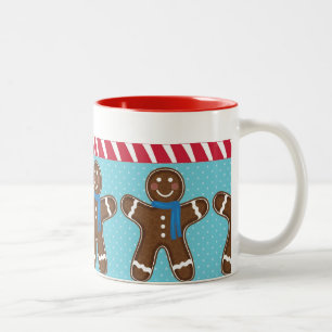 Gingerbread Man Happy Holidays Winter Two-Tone Coffee Mug