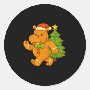 Gingerbread Man Hip Santa Hat Hiptamus Christmas T Classic Round Sticker