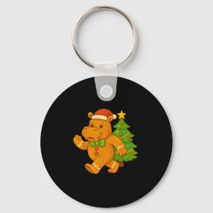 Gingerbread Man Hip Santa Hat Hiptamus Christmas T Keychain