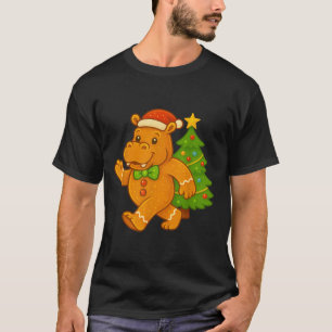Gingerbread Man Hip Santa Hat Hiptamus Christmas T T-Shirt