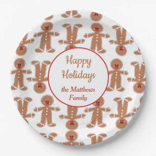 Gingerbread Man Holiday Paper Plate
