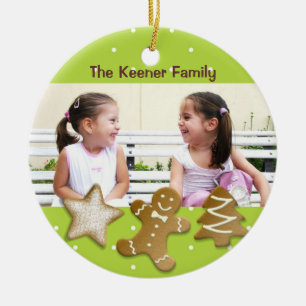 Gingerbread man holiday sugar cookies photo green ceramic ornament