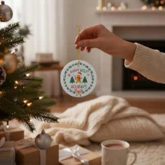 Gingerbread Man & Holly Wreath Christmas Ornament