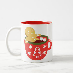 Gingerbread Man Hot Chocolate Jacuzzi  Two-Tone Coffee Mug