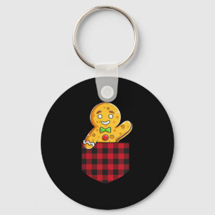 Gingerbread Man In Cket Funny Christmas Cookie Boy Keychain