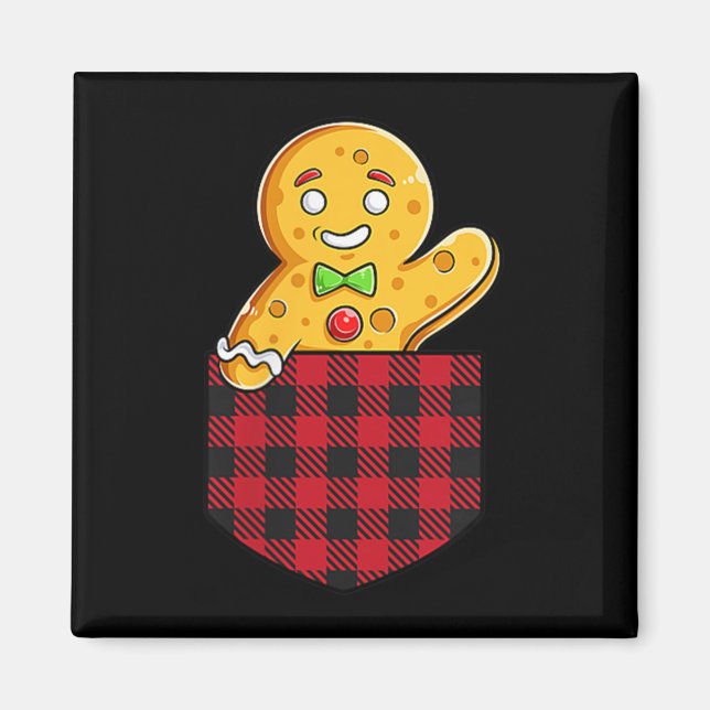 Gingerbread Man In Cket Funny Christmas Cookie Boy Magnet (Front)