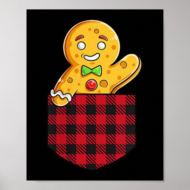 Gingerbread Man In Cket Funny Christmas Cookie Boy Poster (Front)