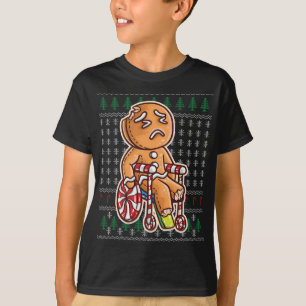Gingerbread Man In Wheelchair Broken Leg Joke Cook T-Shirt