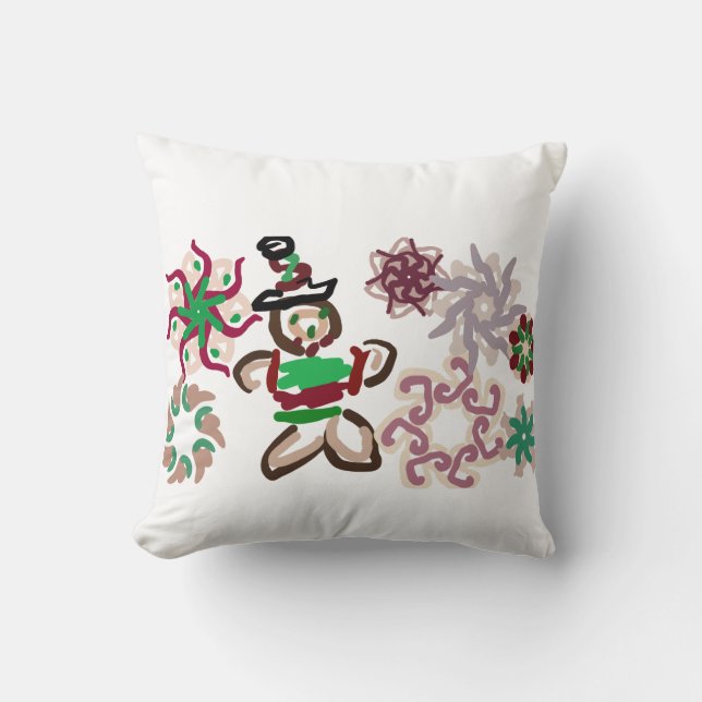 Gingerbread man joy throw pillow (Front)