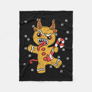 Gingerbread Man Krampus Christmas Pajama X-mas Can Fleece Blanket