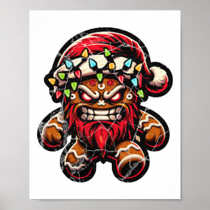 Gingerbread Man Krampus Christmas Pajama X-mas Fun Poster