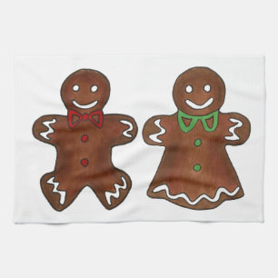Gingerbread Man Lady Christmas Cookies Towel