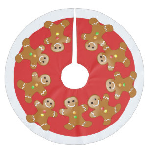 Gingerbread Man Line Brushed Polyester Tree Skirt