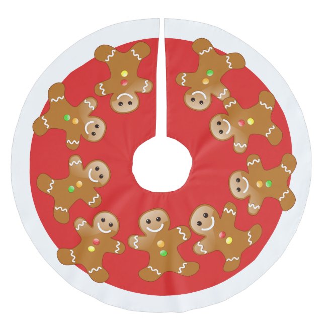 Gingerbread Man Line Brushed Polyester Tree Skirt (Front)
