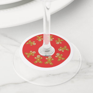 Gingerbread Man Line Wine Glass Tag