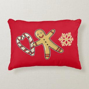 Gingerbread man love accent pillow