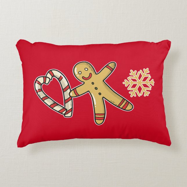 Gingerbread man love accent pillow (Front)