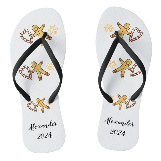 Gingerbread man love flip flops (Footbed)