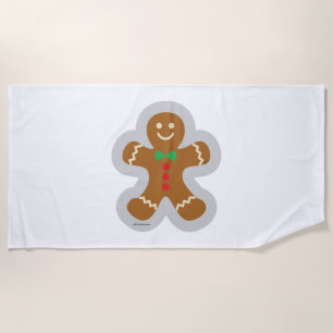 Gingerbread Man Making The Angel In The Snow Beach Towel