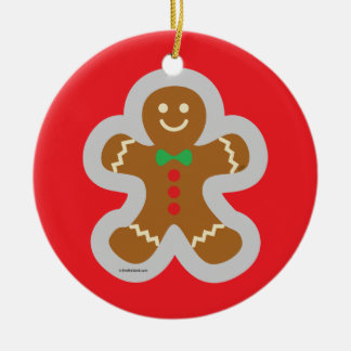 Gingerbread Man Making The Angel In The Snow Ceramic Ornament