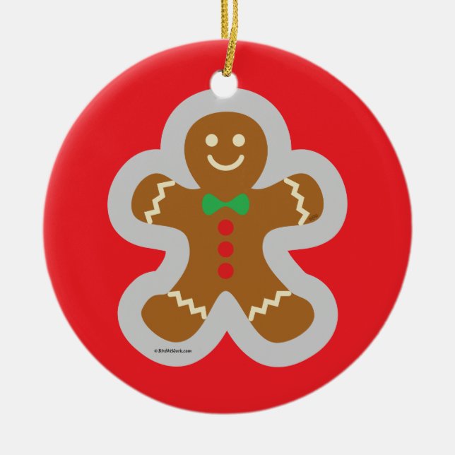 Gingerbread Man Making The Angel In The Snow Ceramic Ornament (Front)