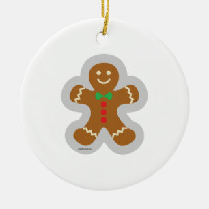 Gingerbread Man Making The Angel In The Snow Ceramic Ornament