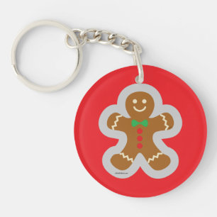 Gingerbread Man Making The Angel In The Snow Keychain