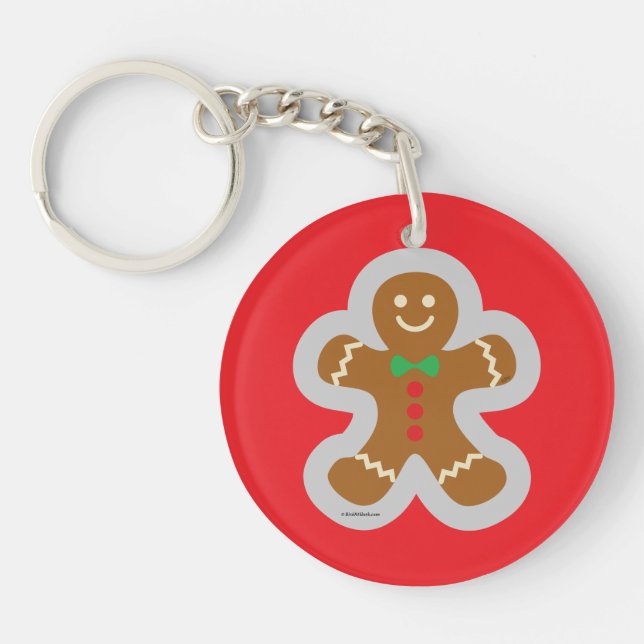 Gingerbread Man Making The Angel In The Snow Keychain (Front)
