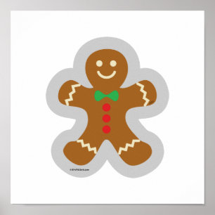 Gingerbread Man Making The Angel In The Snow Poster