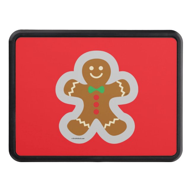 Gingerbread Man Making The Angel In The Snow Trailer Hitch Cover (Front)