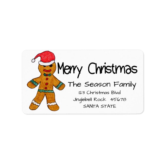 Gingerbread man Merry Christmas  address label (Front)