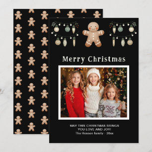 Gingerbread Man Merry Christmas Family Photo   Holiday Card