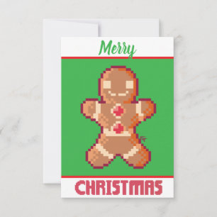 GingerBread Man, Merry Christmas pixel art Thank You Card