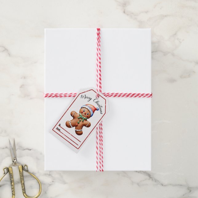 Gingerbread man Merry Christmas tag (With Twine)