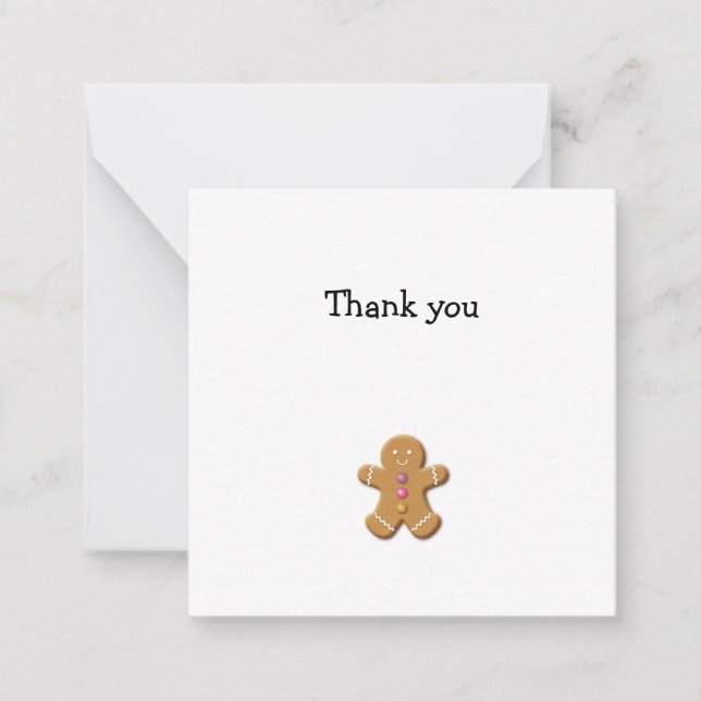 Gingerbread Man Mini Thank You Note Card (Front)