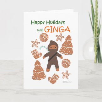Gingerbread man Ninja cookies Funny Happy Holidays Card