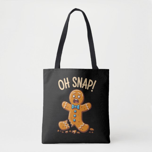 Gingerbread Man Oh Snap Christmas Cookie Baking Tote Bag (Front)