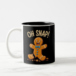 Gingerbread Man Oh Snap Christmas Cookie Baking Two-Tone Coffee Mug