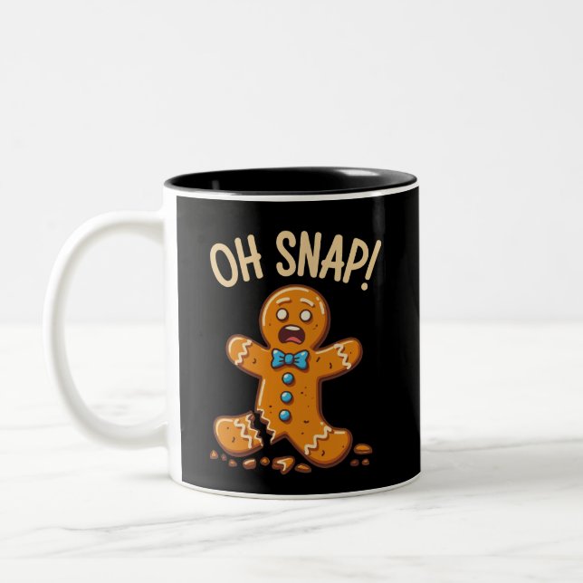 Gingerbread Man Oh Snap Christmas Cookie Baking Two-Tone Coffee Mug (Left)
